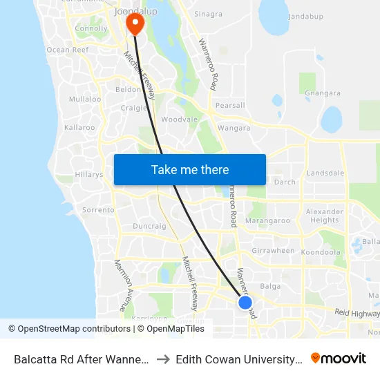 Balcatta Rd After Wanneroo Rd to Edith Cowan University (ECU) map