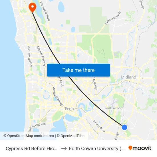 Cypress Rd Before Hicks St to Edith Cowan University (ECU) map
