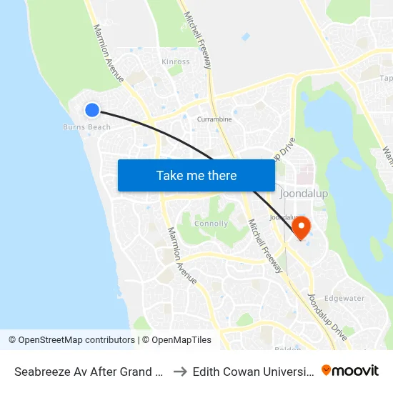 Seabreeze Av After Grand Ocean Ent to Edith Cowan University (ECU) map