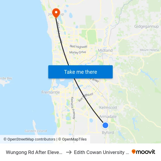 Wungong Rd After Eleventh Rd to Edith Cowan University (ECU) map