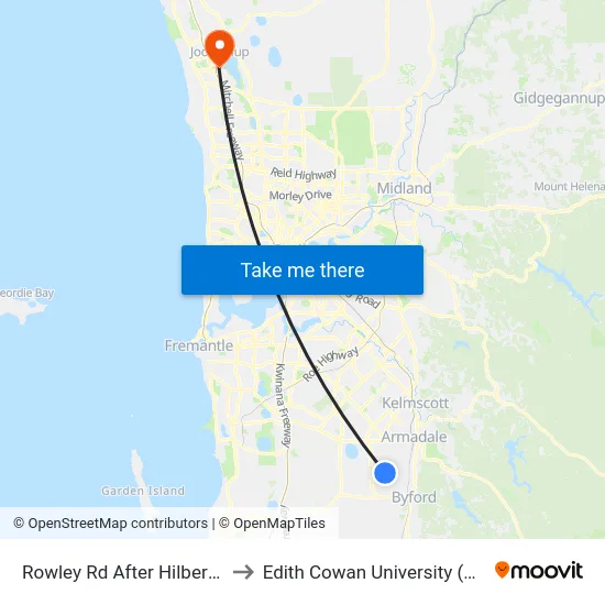 Rowley Rd After Hilbert Rd to Edith Cowan University (ECU) map