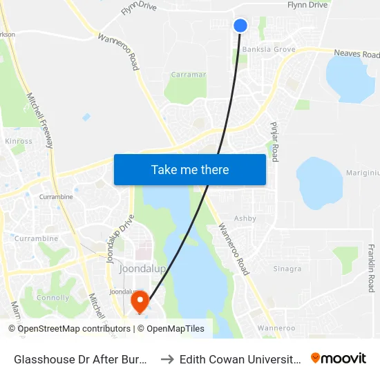 Glasshouse Dr After Burma Loop to Edith Cowan University (ECU) map