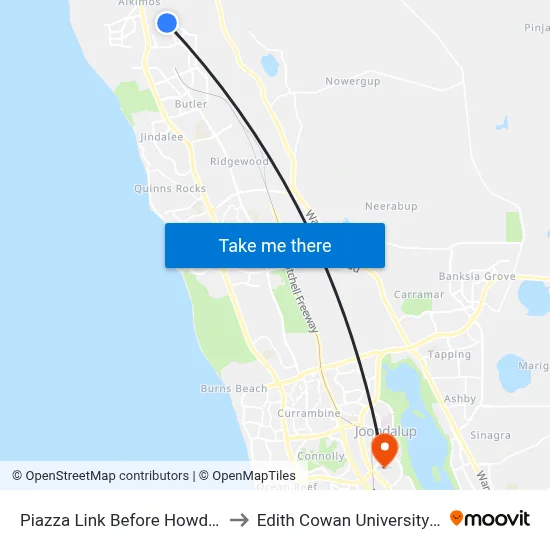 Piazza Link Before Howden Pde to Edith Cowan University (ECU) map