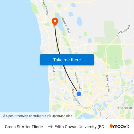 Green St After Flinders to Edith Cowan University (ECU) map