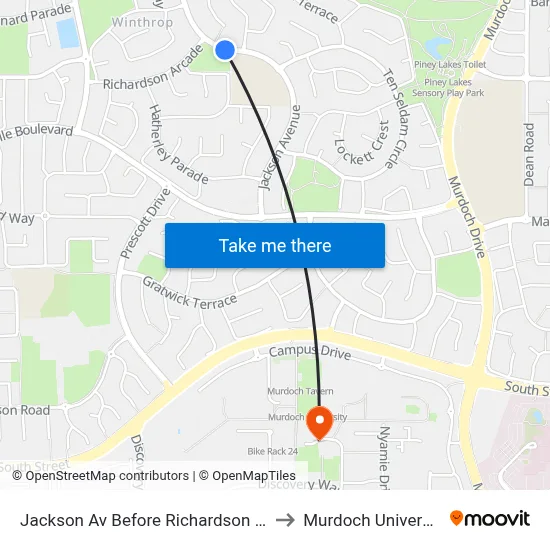 Jackson Av Before Richardson Arc to Murdoch University map