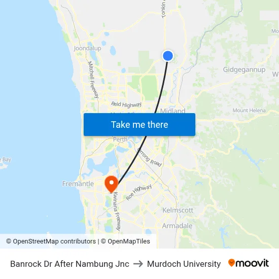 Banrock Dr After Nambung Jnc to Murdoch University map
