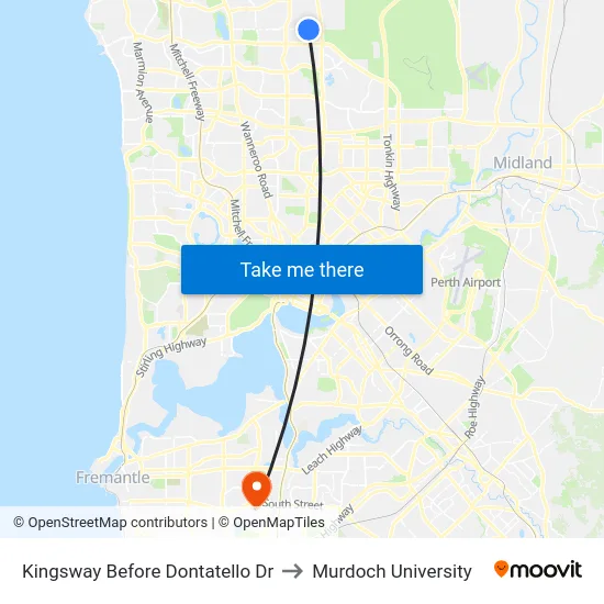 Kingsway   Before Dontatello Dr to Murdoch University map