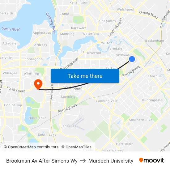 Brookman Av After Simons Wy to Murdoch University map