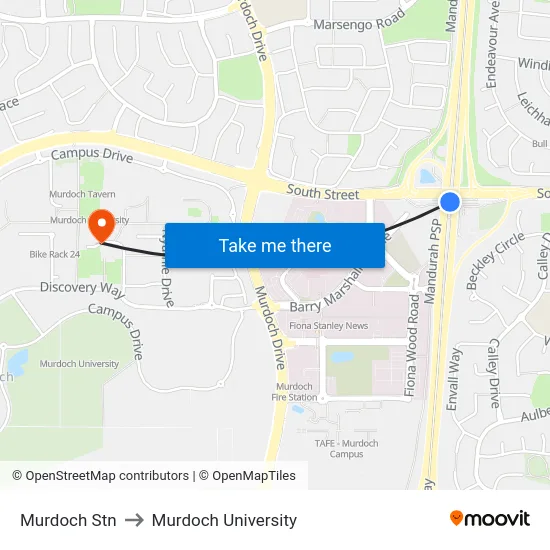 Murdoch Stn to Murdoch University map