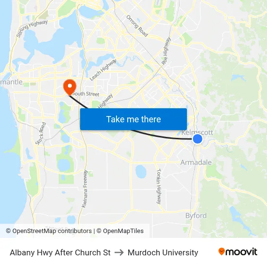 Albany Hwy After Church St to Murdoch University map