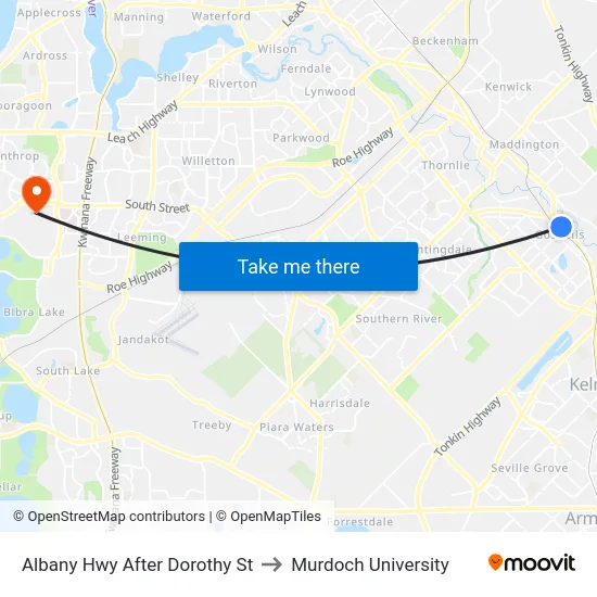 Albany Hwy After Dorothy St to Murdoch University map