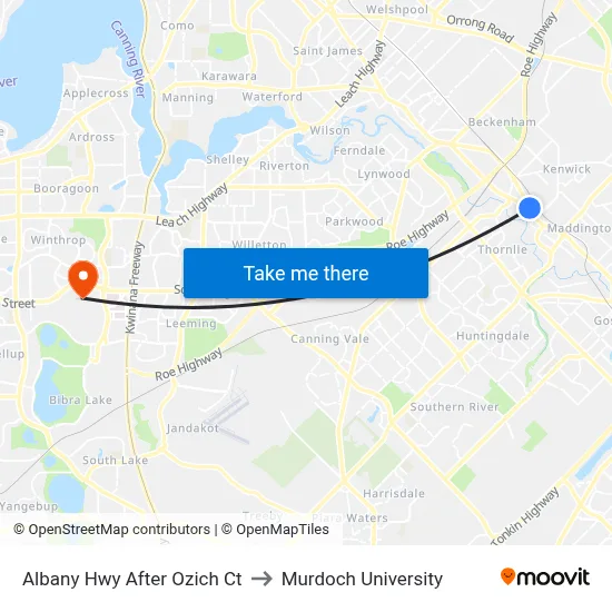 Albany Hwy After Ozich Ct to Murdoch University map