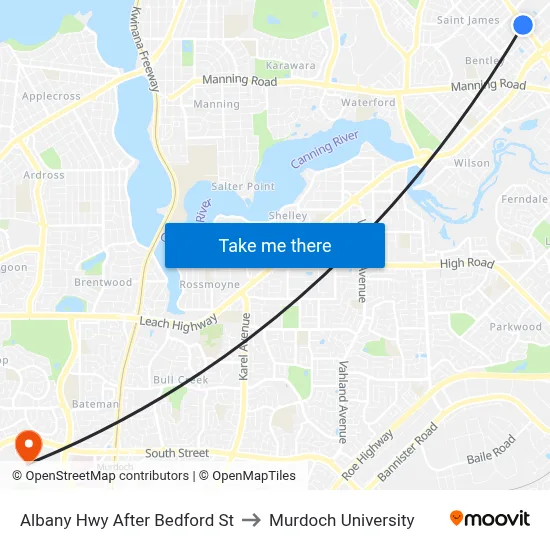 Albany Hwy After Bedford St to Murdoch University map