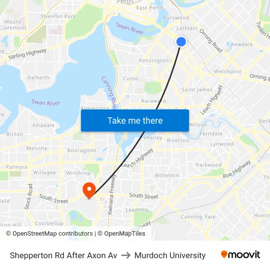 Shepperton Rd After Axon Av to Murdoch University map