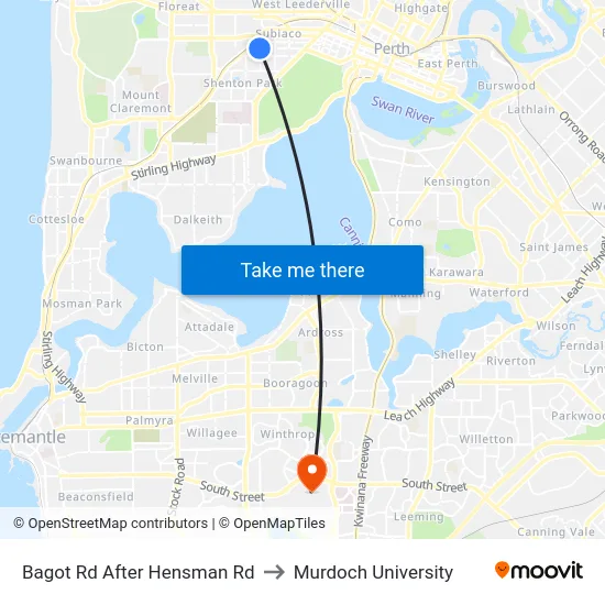 Bagot Rd After Hensman Rd to Murdoch University map