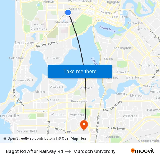 Bagot Rd After Railway Rd to Murdoch University map