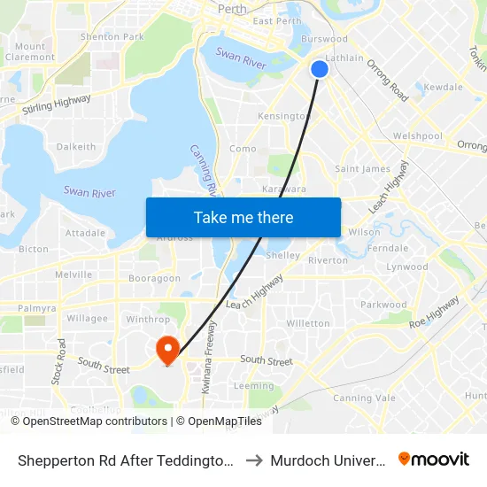 Shepperton Rd After Teddington Rd to Murdoch University map