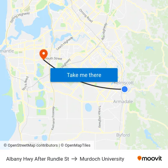 Albany Hwy After Rundle St to Murdoch University map