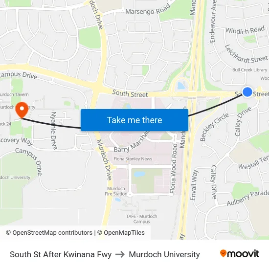 South St After Kwinana Fwy to Murdoch University map