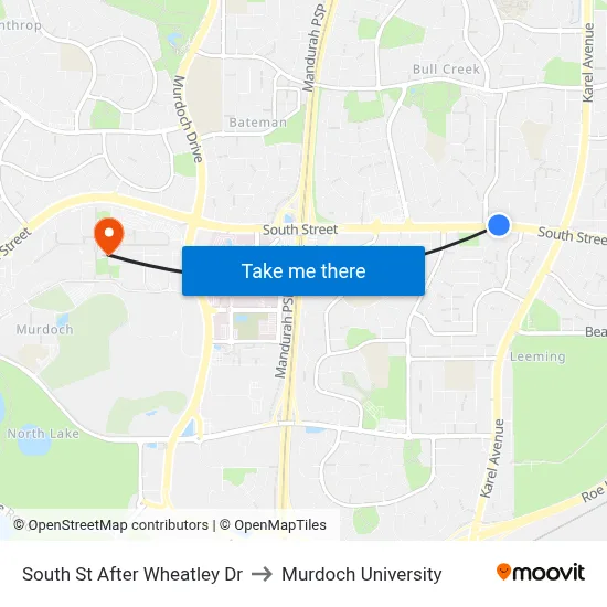 South St After Wheatley Dr to Murdoch University map
