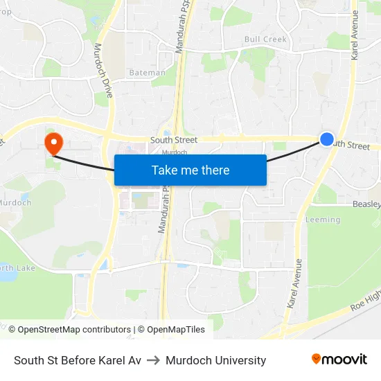 South St Before Karel Av to Murdoch University map