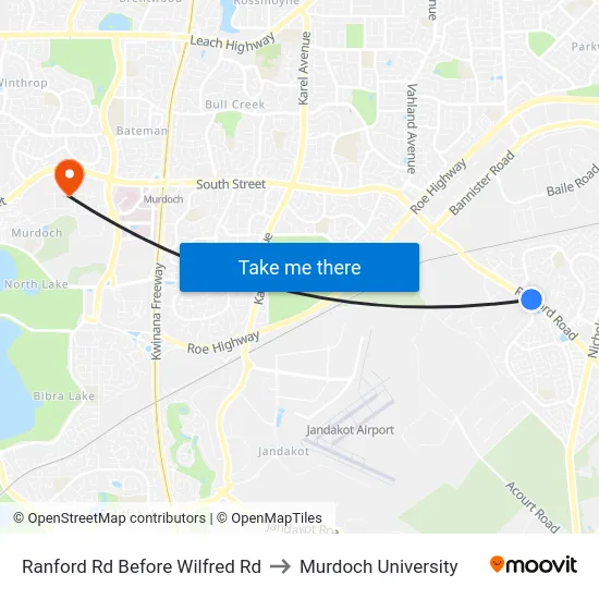 Ranford Rd Before Wilfred Rd to Murdoch University map