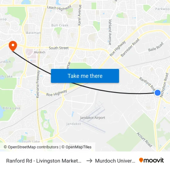 Ranford Rd - Livingston Marketplace to Murdoch University map