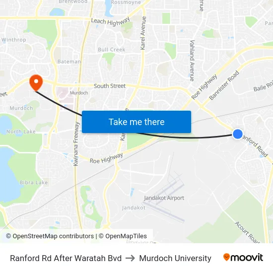 Ranford Rd After Waratah Bvd to Murdoch University map