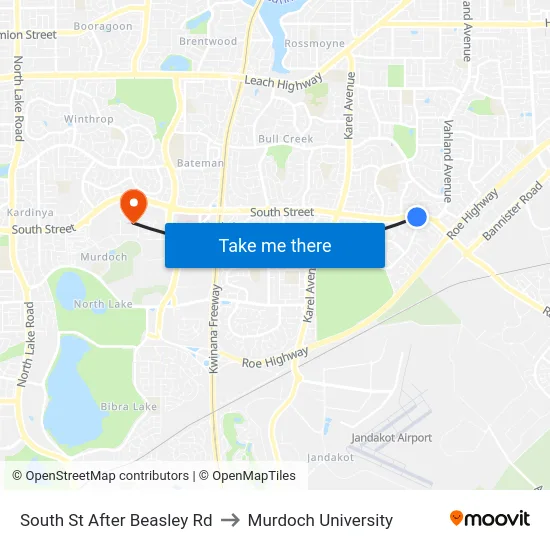 South St After Beasley Rd to Murdoch University map
