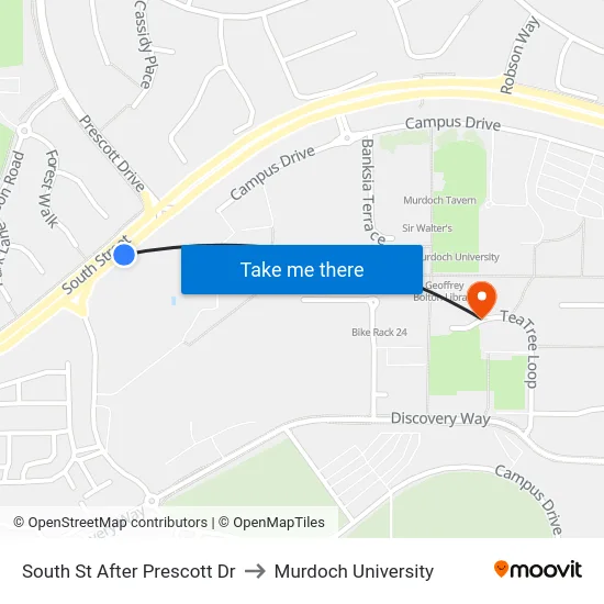 South St After Prescott Dr to Murdoch University map