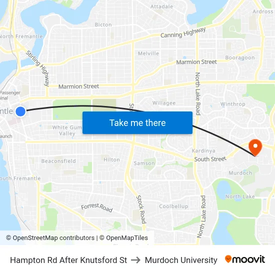 Hampton Rd After Knutsford St to Murdoch University map