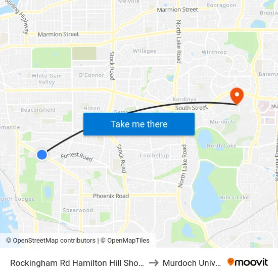 Rockingham Rd Hamilton Hill Shopping Ctr to Murdoch University map