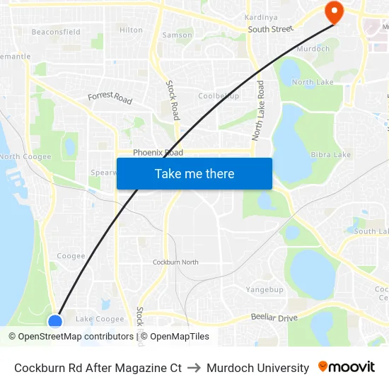 Cockburn Rd After Magazine Ct to Murdoch University map