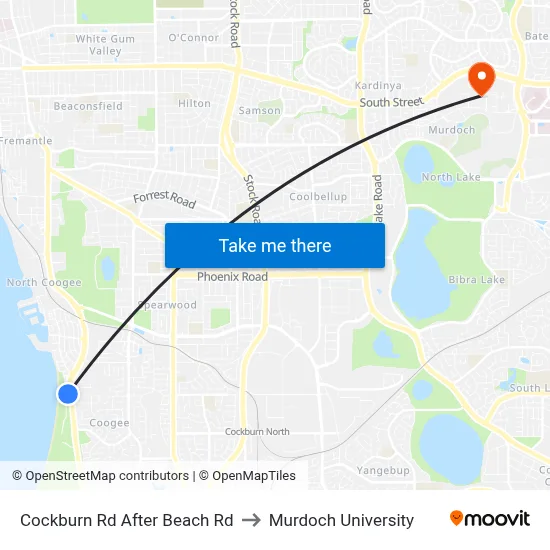 Cockburn Rd After Beach Rd to Murdoch University map