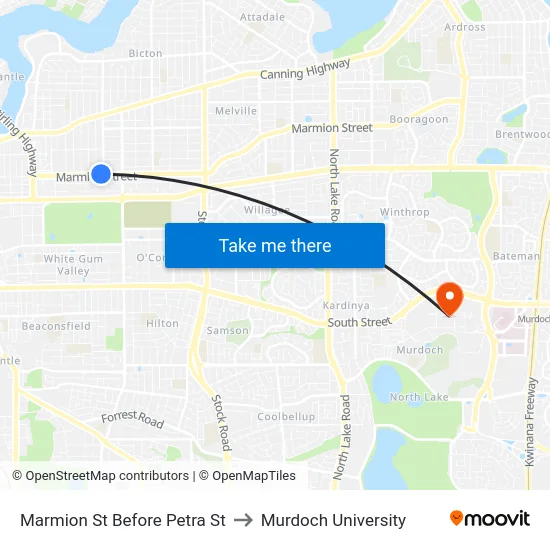 Marmion St Before Petra St to Murdoch University map
