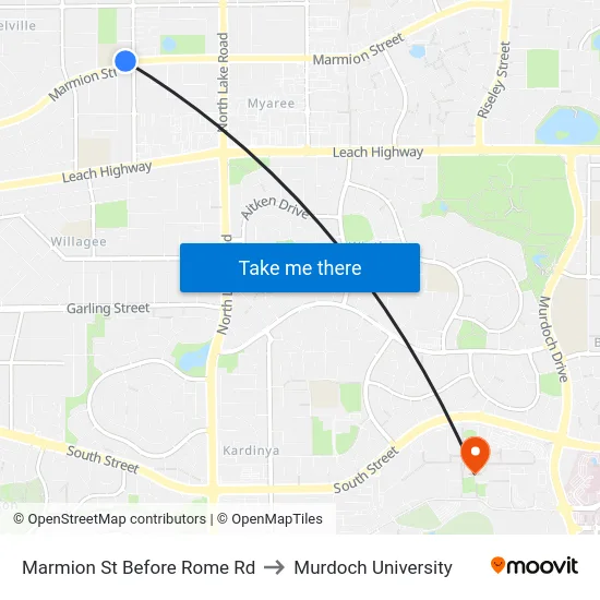 Marmion St Before Rome Rd to Murdoch University map