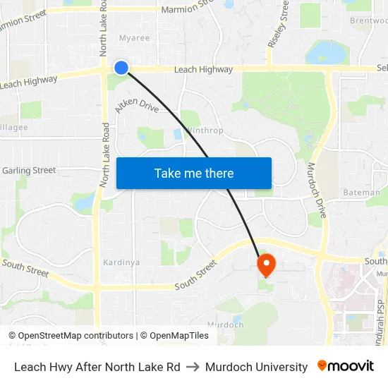 Leach Hwy After North Lake Rd to Murdoch University map