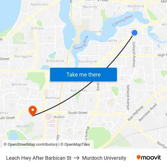 Leach Hwy After Barbican St to Murdoch University map