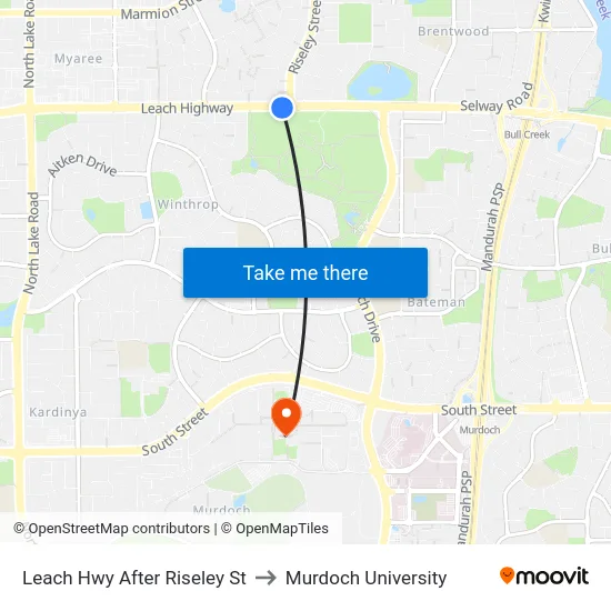 Leach Hwy After Riseley St to Murdoch University map