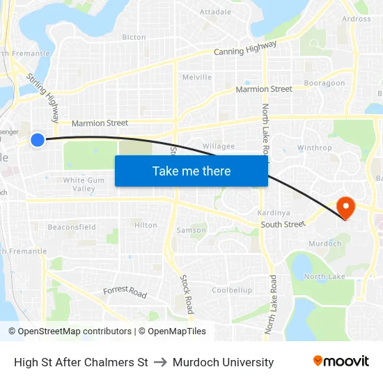 High St After Chalmers St to Murdoch University map
