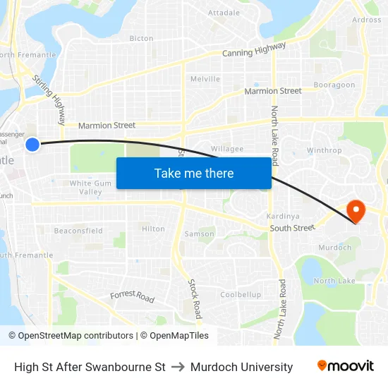 High St After Swanbourne St to Murdoch University map