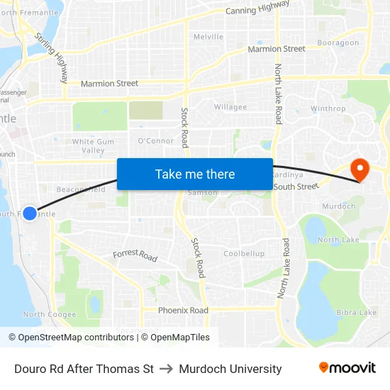Douro Rd After Thomas St to Murdoch University map
