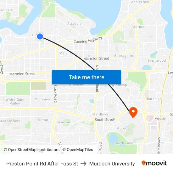 Preston Point Rd After Foss St to Murdoch University map
