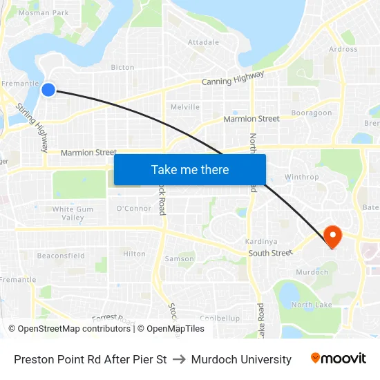 Preston Point Rd After Pier St to Murdoch University map