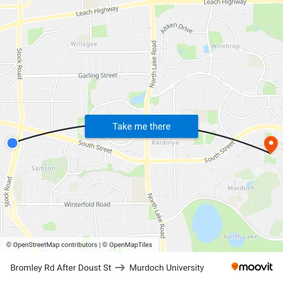 Bromley Rd After Doust St to Murdoch University map