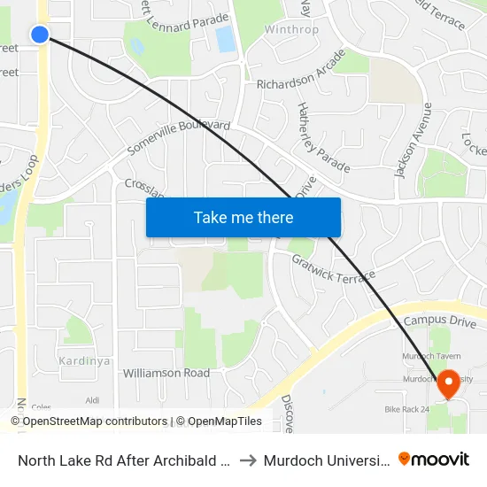 North Lake Rd After Archibald St to Murdoch University map