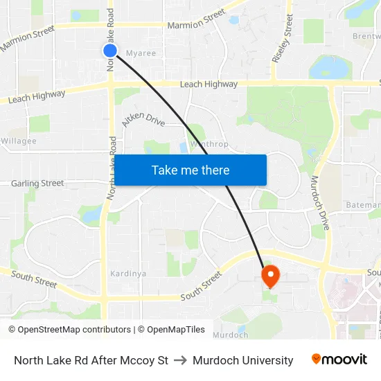North Lake Rd After Mccoy St to Murdoch University map