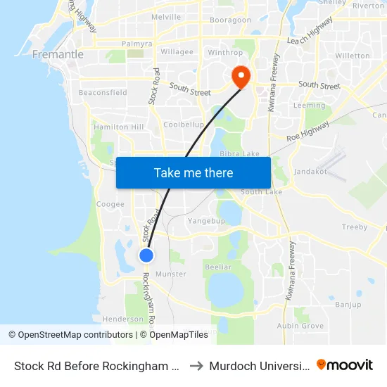 Stock Rd Before Rockingham Rd to Murdoch University map