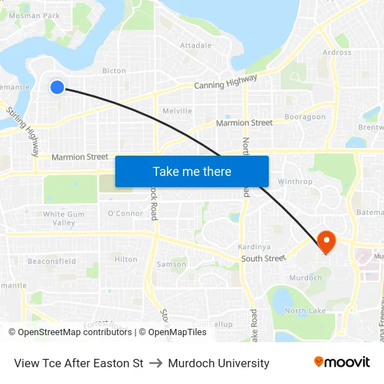 View Tce After Easton St to Murdoch University map