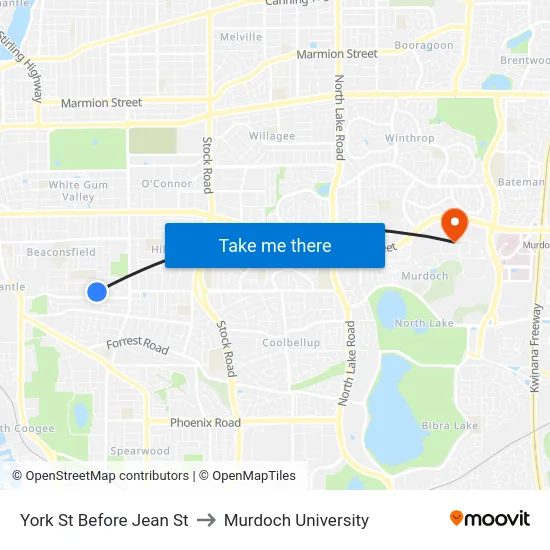 York St Before Jean St to Murdoch University map